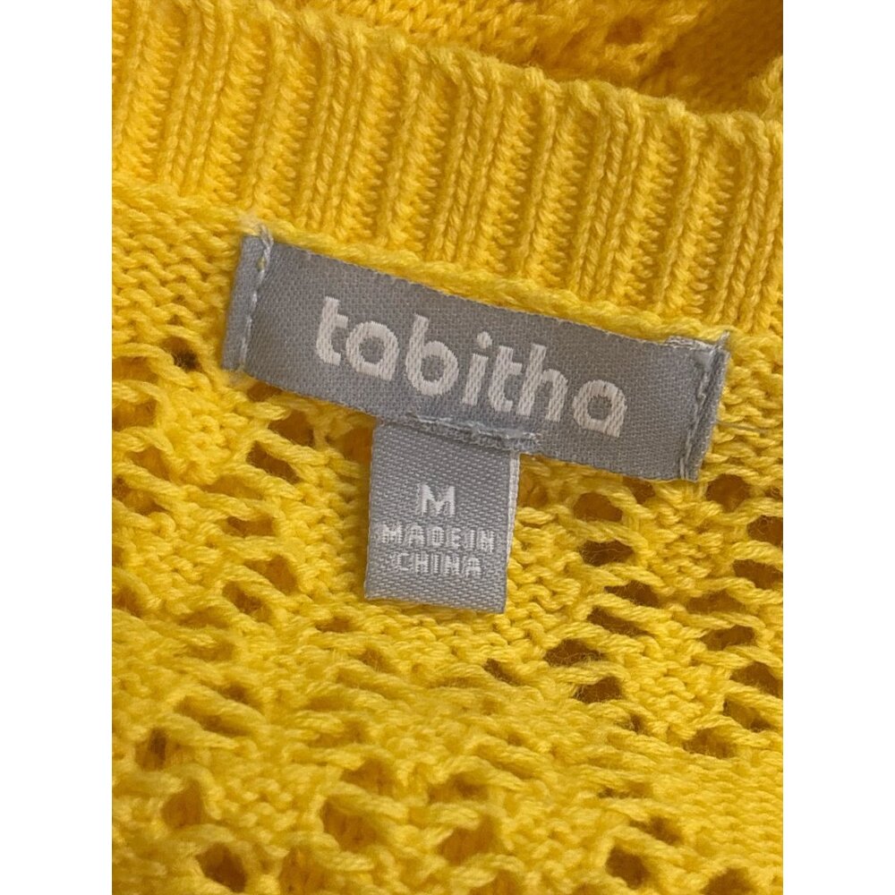 Tabitha Yellow Lace Knit Cardigan Sweater | Medium | 100% Cotton | Retro Cottage - Picture 4 of 7